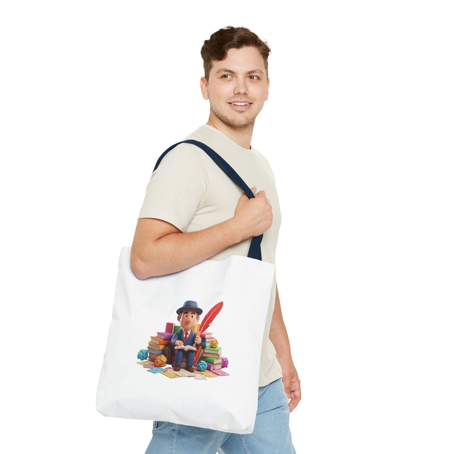 Tote — Cute Bookworm Writer Illustration Tote Bag