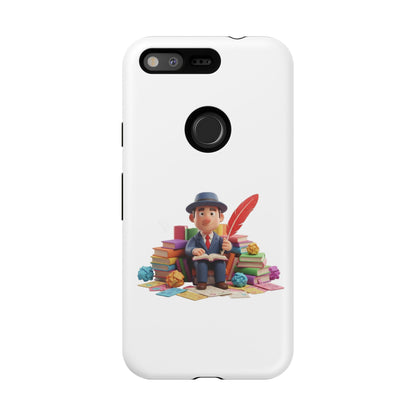 Google Author's Journey Phone Case — Cute Writer Illustration, Books & Quill Protective Cover