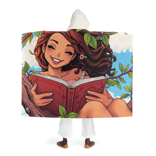 Hooded Sherpa Blanket — Colorful Floral Portrait Cozy Throw