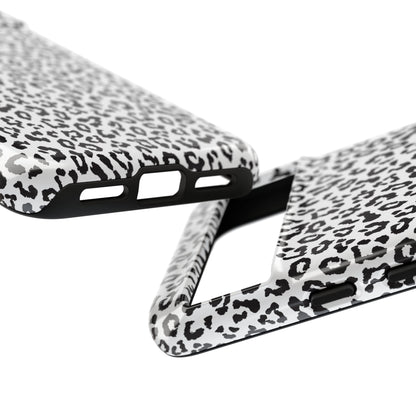 Funda para teléfono con estampado de leopardo de Google: resistente, en blanco y negro