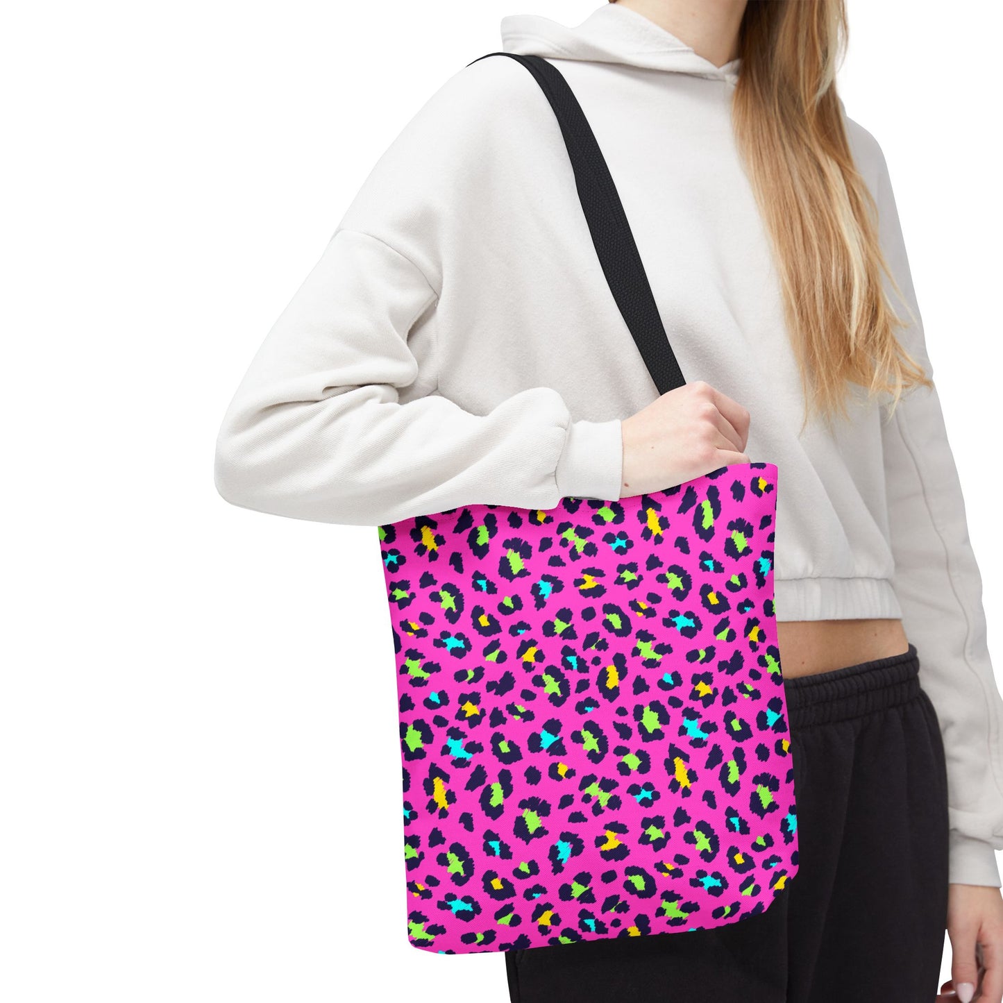 Pink Neon Leopard Print Tote Bag — Bold Animal Print Shopper