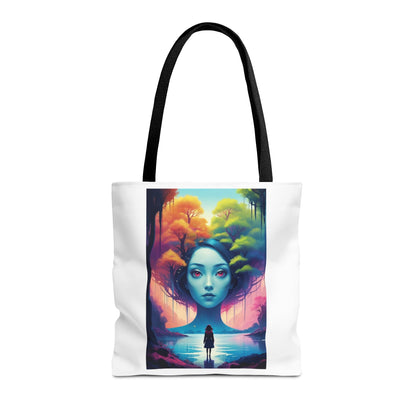 Dreamscape Portrait Tote Bag — Surreal Forest Girl Art