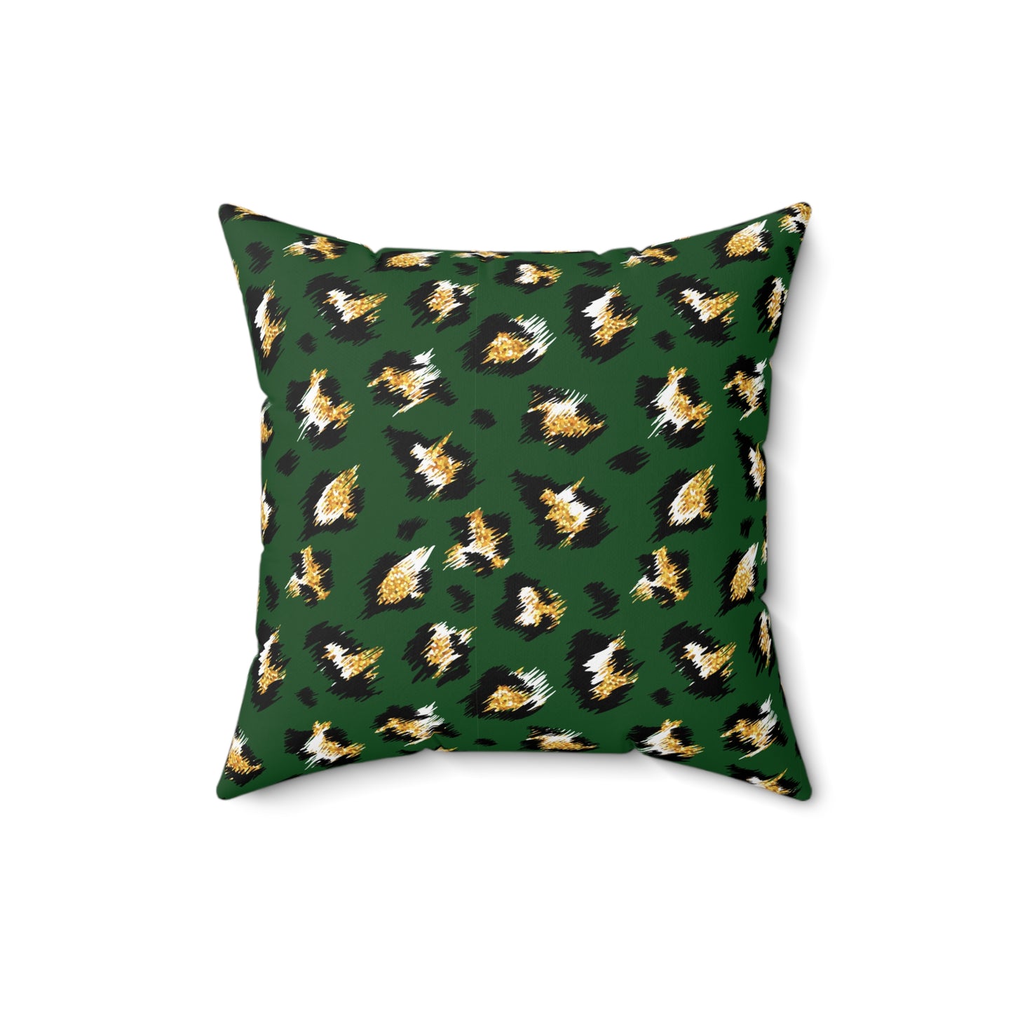 Green Leopard Print Decorative Pillow — Animal Print Accent Cushion
