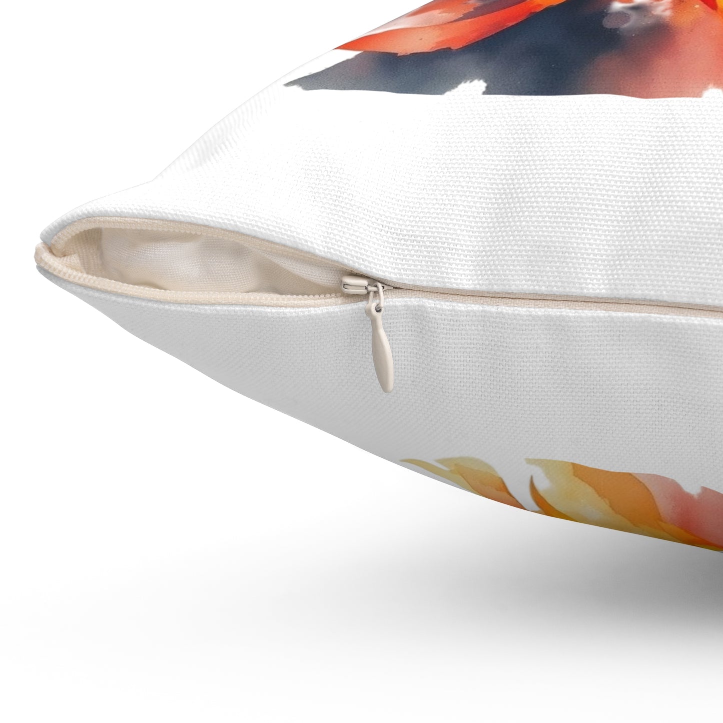 Phoenix Watercolor Throw Pillow — Vibrant Firebird Decorative Cushion