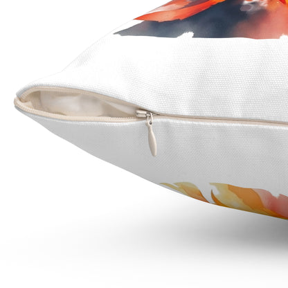 Phoenix Watercolor Throw Pillow — Vibrant Firebird Decorative Cushion
