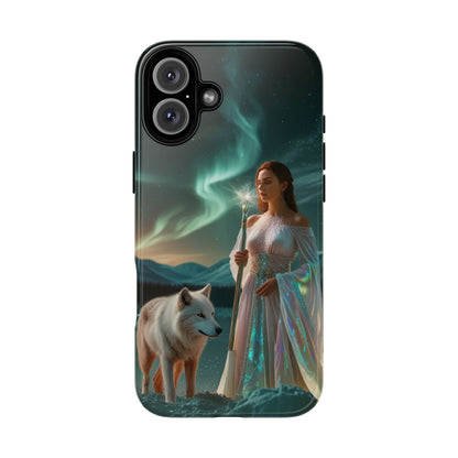 iPhone Mystic Guardian Phone Case — Aurora Wolf Woman Protective Cover