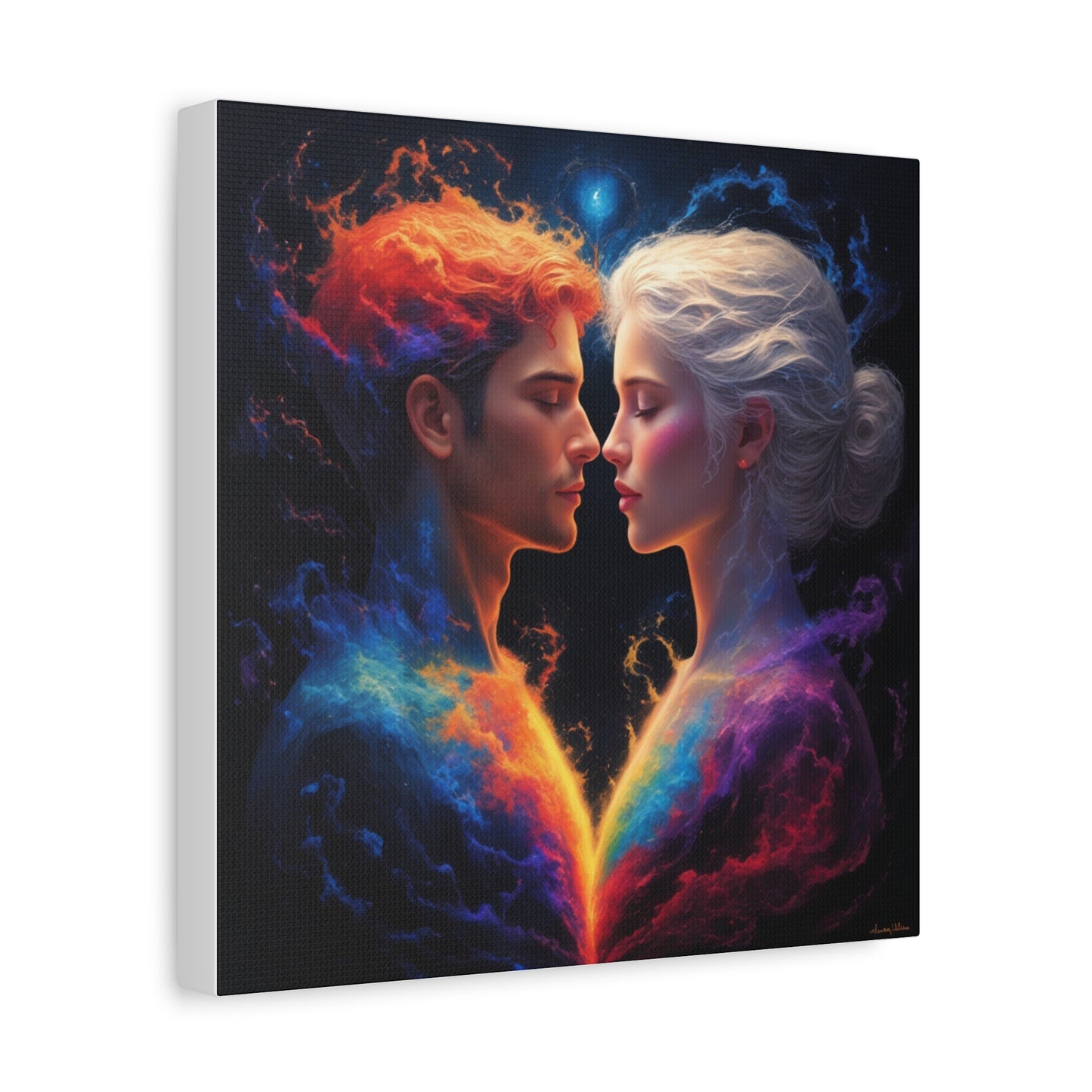 Cosmic Lovers Matte Canvas Art — Fire & Ice Romantic Wall Decor