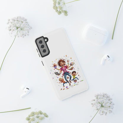 Samsung Mom Life Phone Case — Funny Juggling Mom Illustration Protective Case