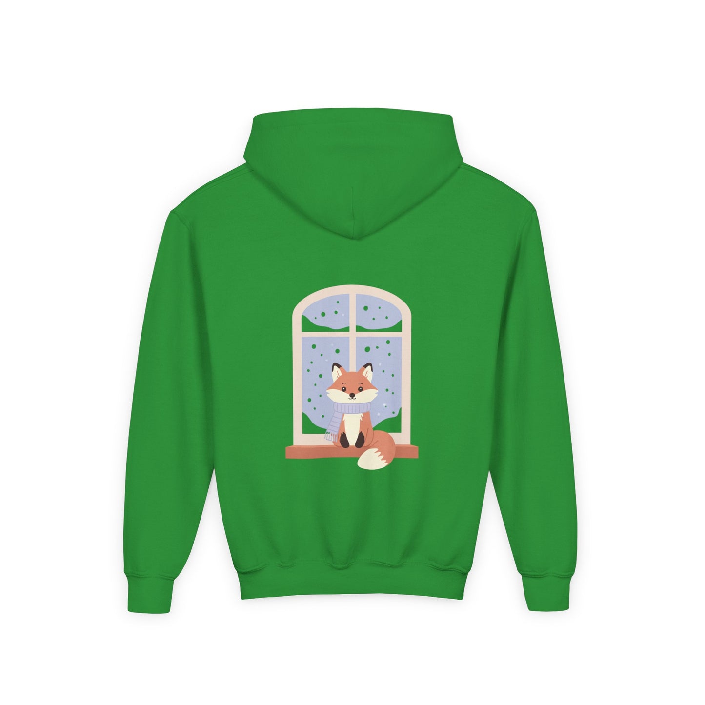 Youth Fox Winter Hoodie - Cute Fox at Window Kids Sweatshirt
