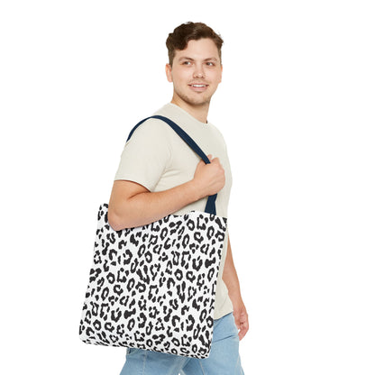 Leopard Print Tote Bag — Black & White All-Over-Print Shopper