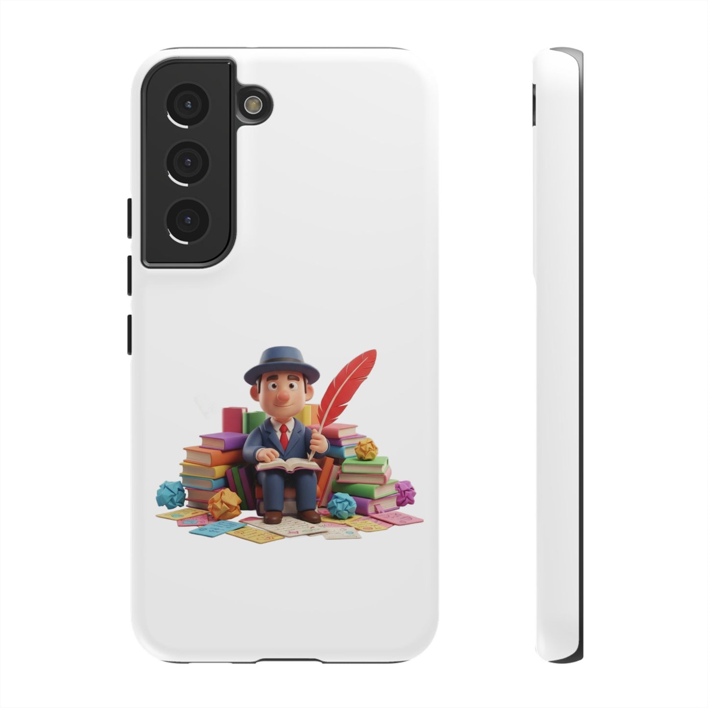 Samsung Bookworm Illustration Phone Case — Cute Scholar with Feather Pen