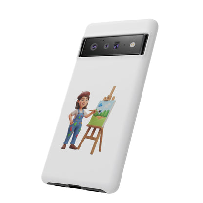 Google Artist Painting Phone Case — Cute Female Painter Illustration Phone Cover