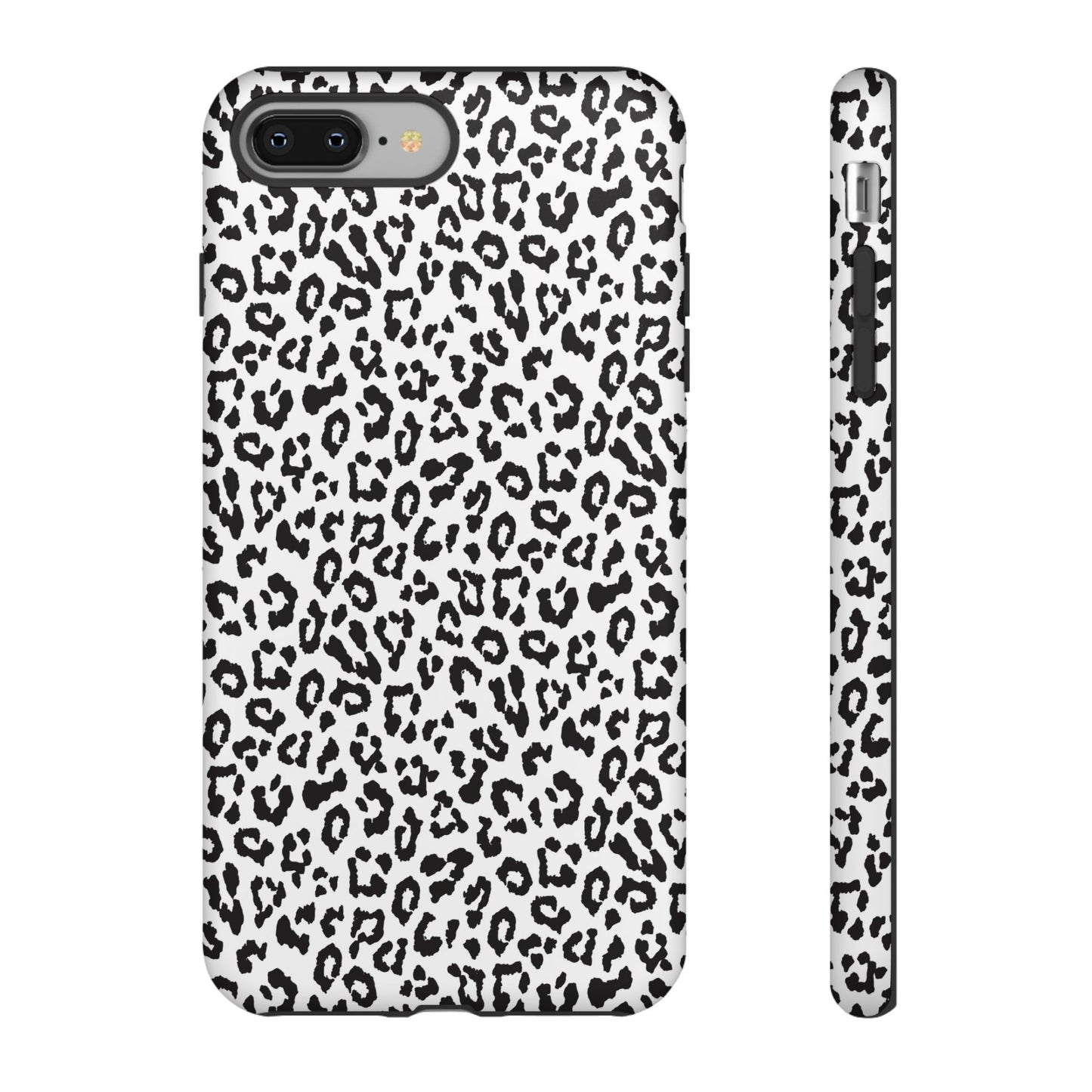 iPhone Leopard Print Tough Phone Case - Black & White Protective Cover