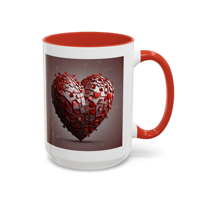 Heart Mosaic Accent Coffee Mug — Romantic Valentine’s Day Gift (11/15 oz)