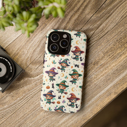 Niedliche iPhone-Handyhülle mit Hexenmuster – Halloween-Kawaii-iPhone-Hülle