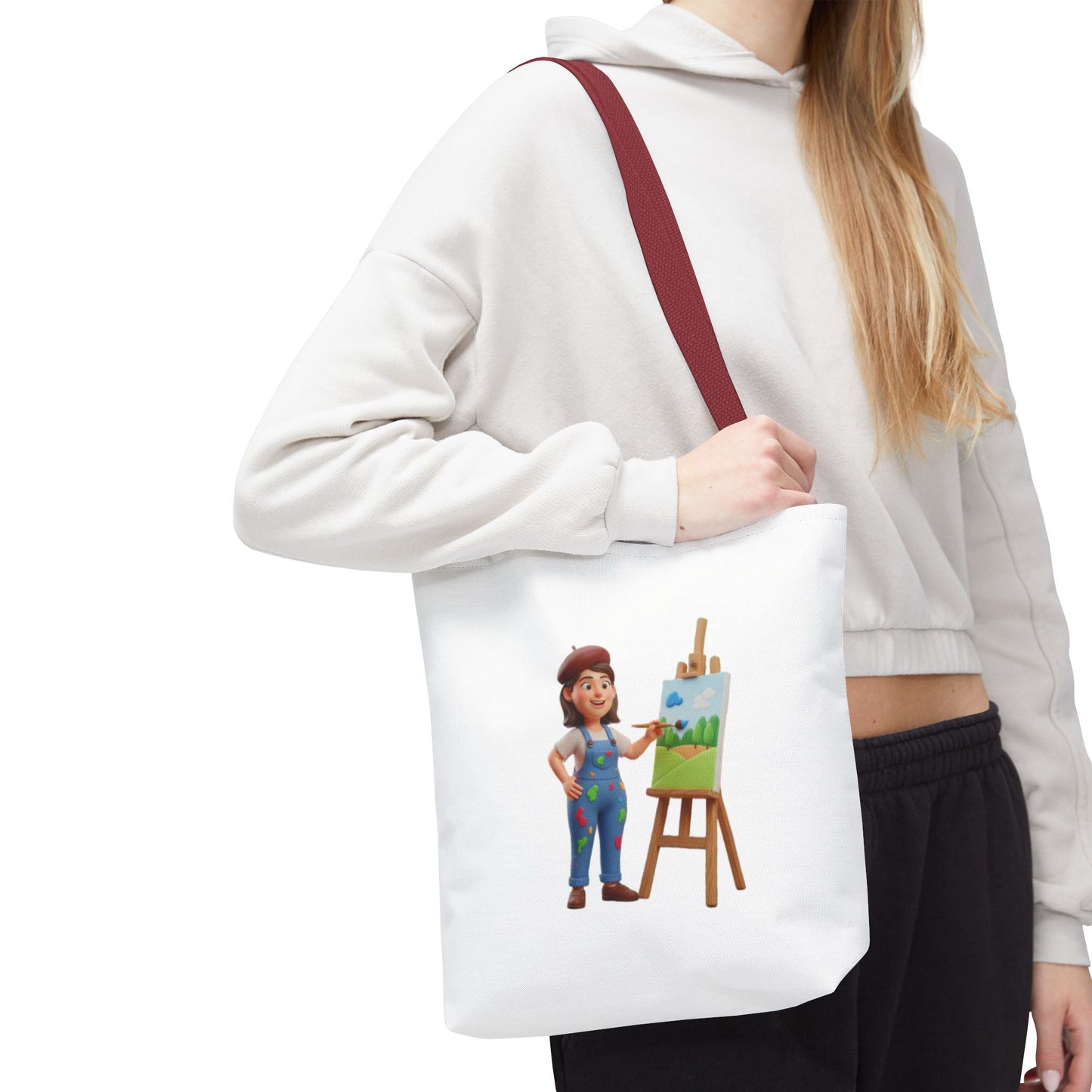 Artist Tote Bag — Painter with Easel Illustrated AOP Tote