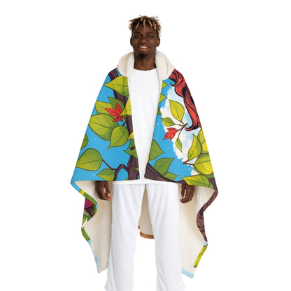 Hooded Sherpa Blanket — Vibrant Floral Cloak with Cozy Fleece Hood