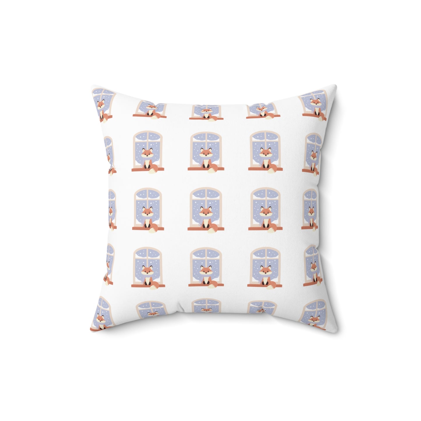 Cozy Window Cat Pattern Pillow — Winter Cat Decorative Throw