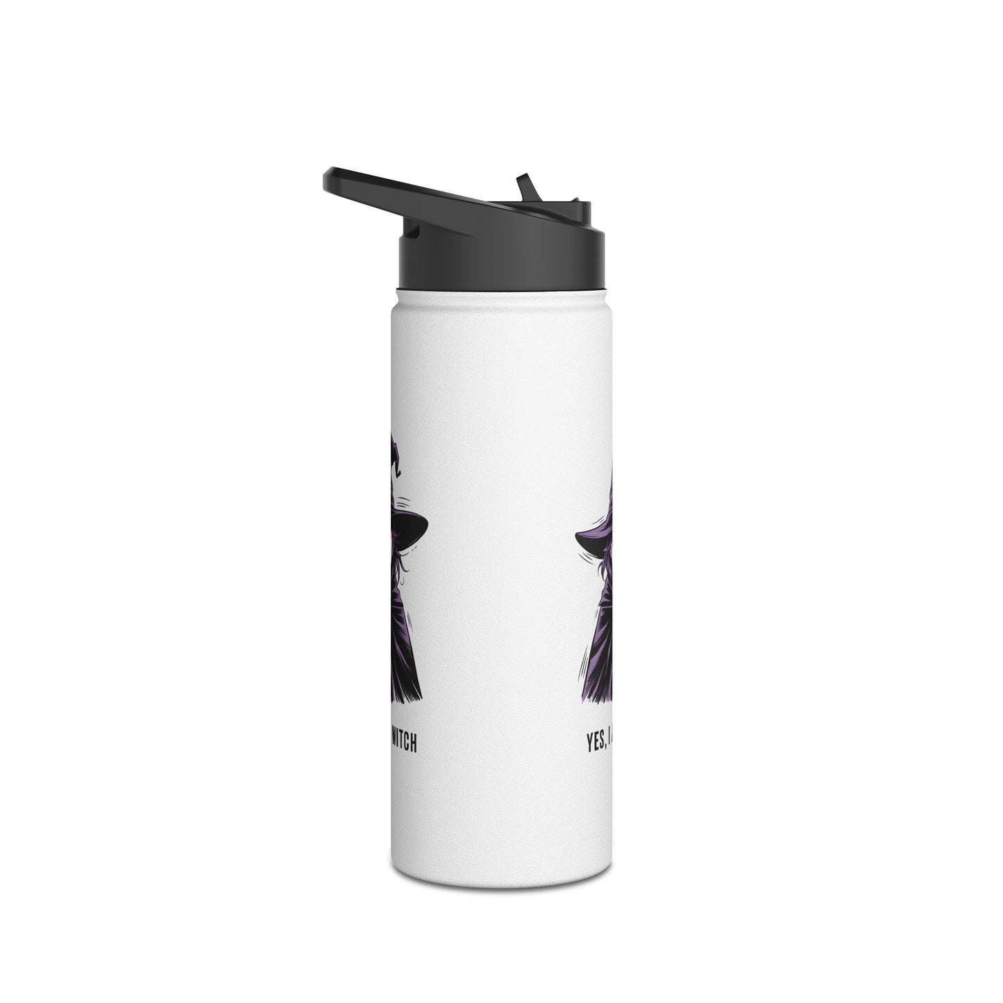 Witch Illustration Water Bottle — “Yes, I Am a Witch” Stainless Steel Bottle