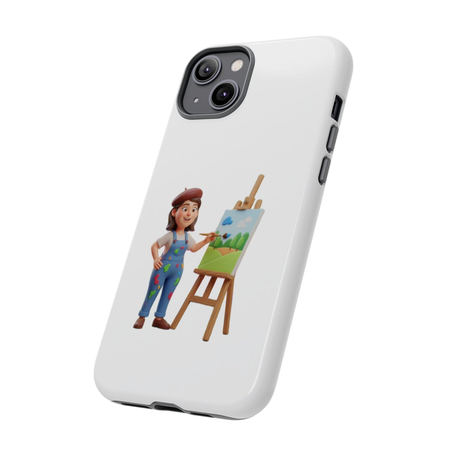 iPhone Artist Painter Phone Case — Cute Female Artist with Easel Protective iPhone Cover