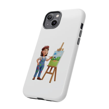 iPhone Artist Painter Phone Case — Cute Female Artist with Easel Protective iPhone Cover