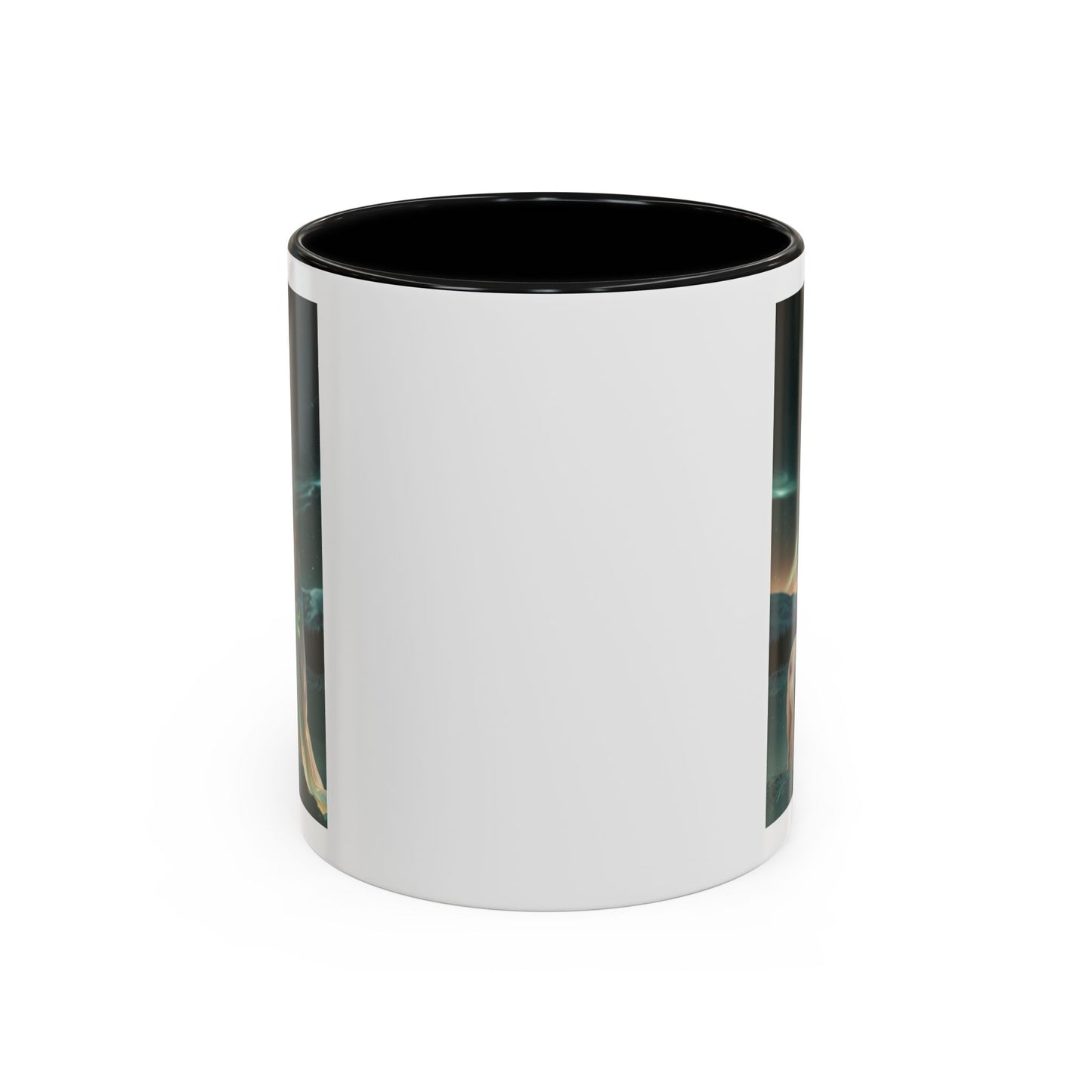 Taza de café Aurora Guardiana — Arte fantástico de mujer con lobo