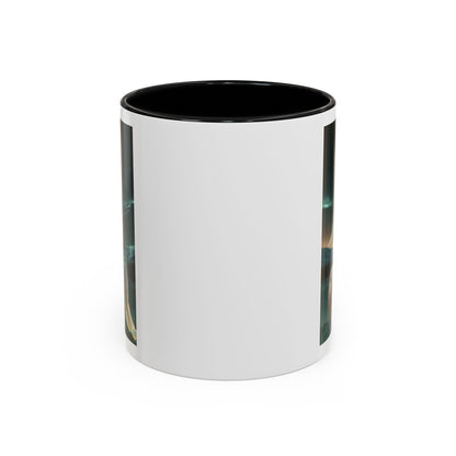 Taza de café Aurora Guardiana — Arte fantástico de mujer con lobo