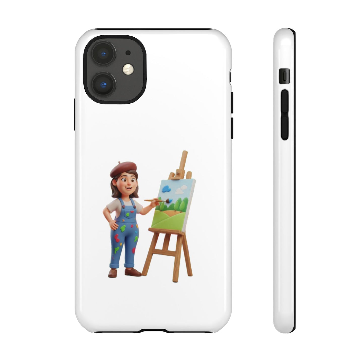 iPhone Artist Painter Phone Case — Cute Female Artist with Easel Protective iPhone Cover