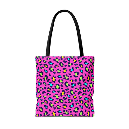 Pink Neon Leopard Print Tote Bag — Bold Animal Print Shopper