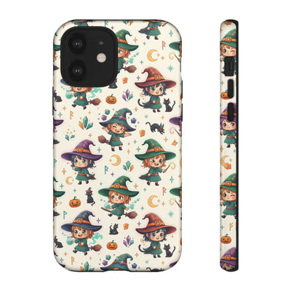 Niedliche iPhone-Handyhülle mit Hexenmuster – Halloween-Kawaii-iPhone-Hülle