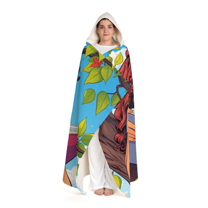 Hooded Sherpa Blanket — Vibrant Floral Cloak with Cozy Fleece Hood