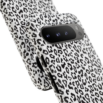 Funda para teléfono con estampado de leopardo de Google: resistente, en blanco y negro