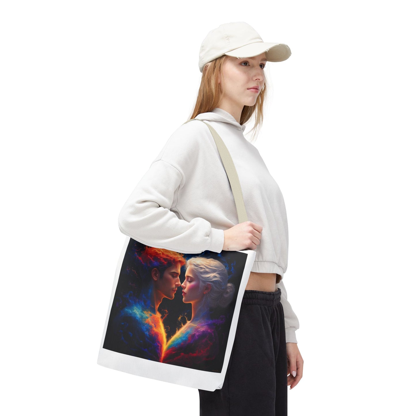 Cosmic Lovers Tote Bag — Fire & Ice Romantic Art AOP