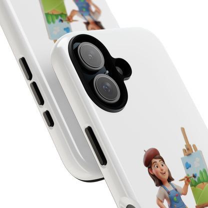 iPhone Artist Painter Phone Case — Cute Female Artist with Easel Protective iPhone Cover