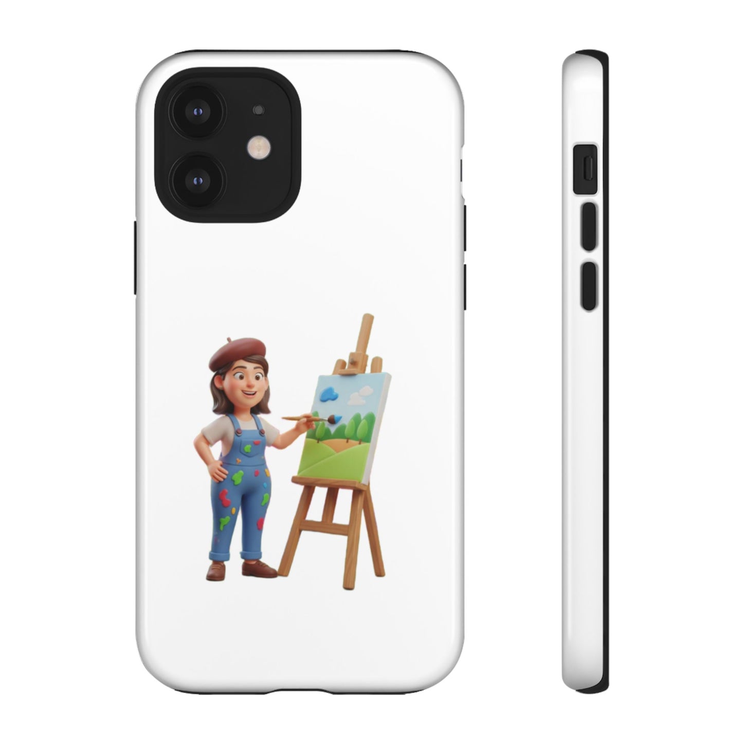 iPhone Artist Painter Phone Case — Cute Female Artist with Easel Protective iPhone Cover