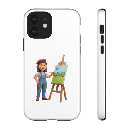 iPhone Artist Painter Phone Case — Cute Female Artist with Easel Protective iPhone Cover