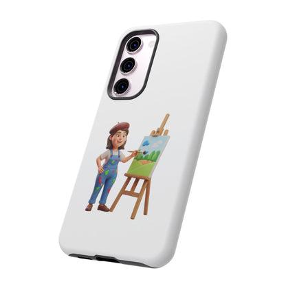 Samsung Handyhülle mit Künstlermotiv – Schutzhülle mit niedlicher Illustration einer Malerin
