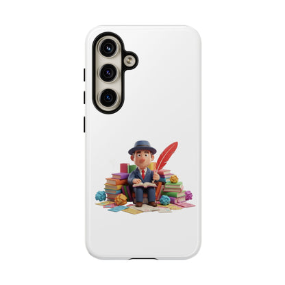 Samsung Bookworm Illustration Phone Case — Cute Scholar with Feather Pen