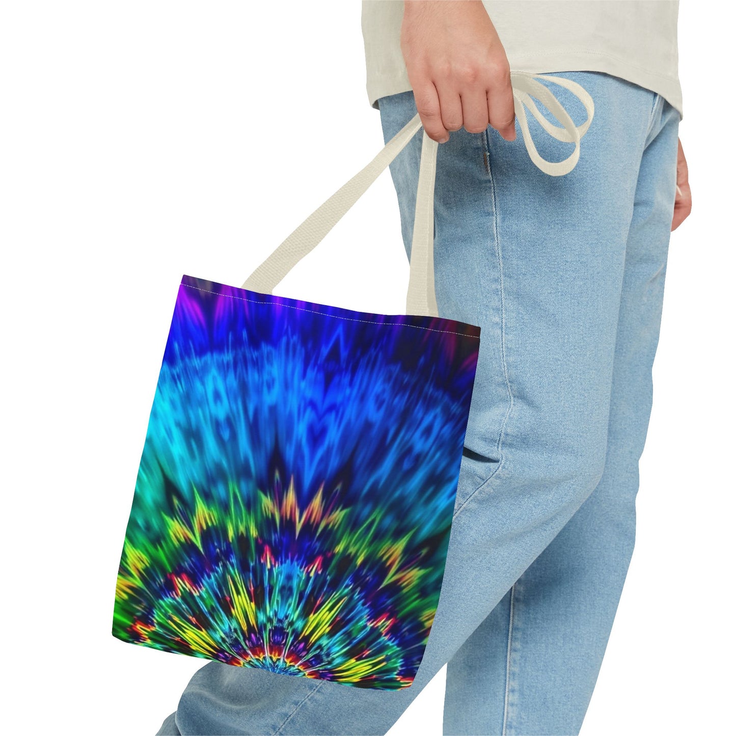 Tie-Dye Kaleidoscope Tote Bag — Vibrant All-Over Print Beach & Market Bag