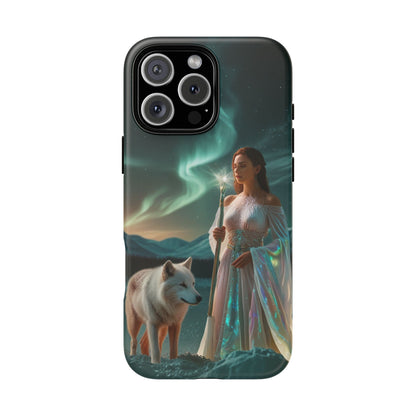 iPhone Mystic Guardian Phone Case — Aurora Wolf Woman Protective Cover