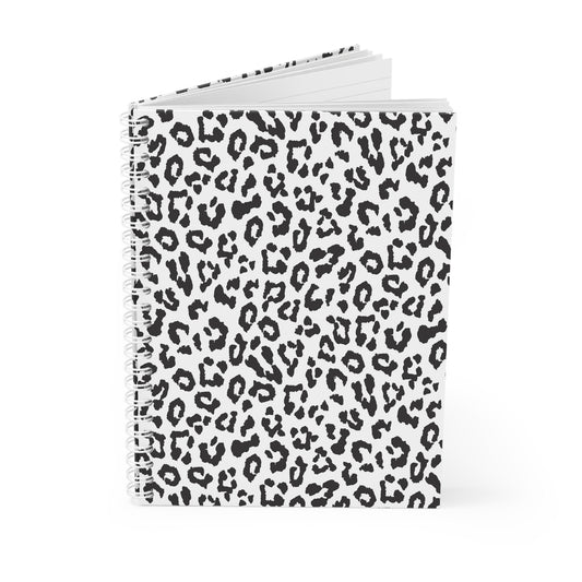 Cuaderno espiral con estampado de leopardo — Diario con estampado animal en blanco y negro