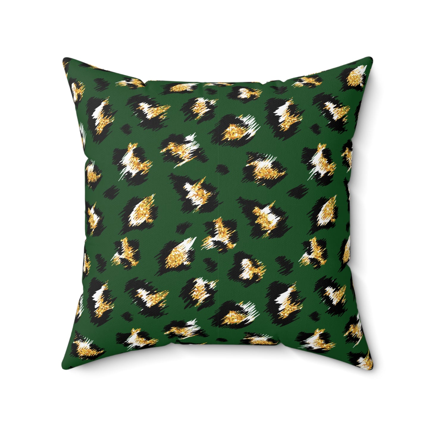 Green Leopard Print Decorative Pillow — Animal Print Accent Cushion