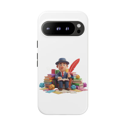 Google Author's Journey Phone Case — Cute Writer Illustration, Books & Quill Protective Cover