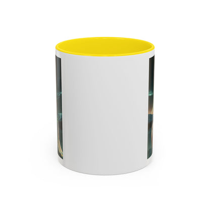 Taza de café Aurora Guardiana — Arte fantástico de mujer con lobo