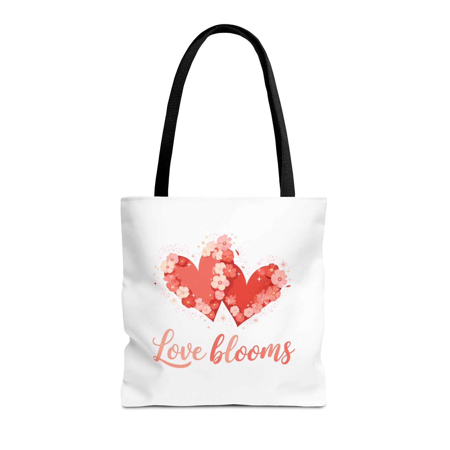 Love Blooms Heart Tote Bag — Floral Valentine Canvas Tote
