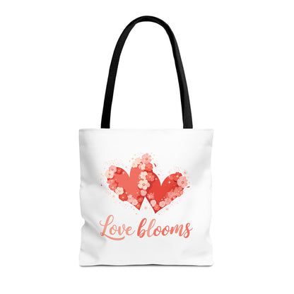 Love Blooms Heart Tote Bag — Floral Valentine Canvas Tote