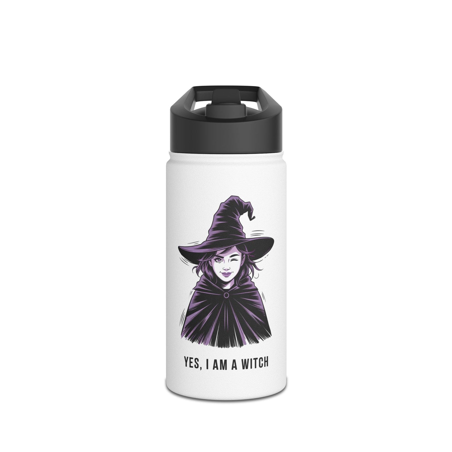 Witch Illustration Water Bottle — “Yes, I Am a Witch” Stainless Steel Bottle