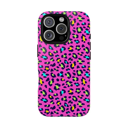 iPhone Pink Neon Leopard Phone Case — Bold Protective iPhone Cover