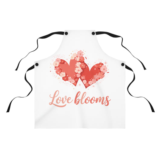 Love Blooms Apron — Floral Heart Kitchen Apron for Valentine’s Day & Gift