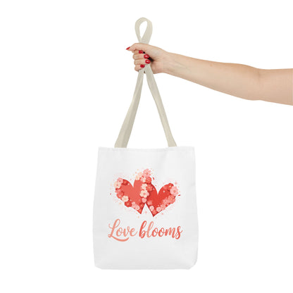 Love Blooms Heart Tote Bag — Floral Valentine Canvas Tote